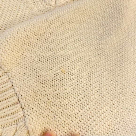 Eddie Bauer Vintage Preppy School girl cotton chunky Knit Vneck white sweater - Picture 4 of 8